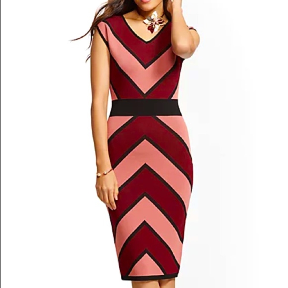 Chevron Stripe Sheath Sweater Dress